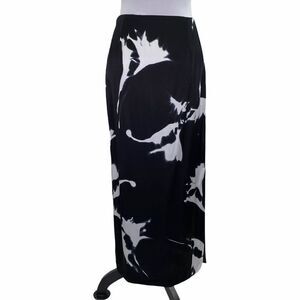 PURE Alfred Sung Black White Midi Formal Skirt